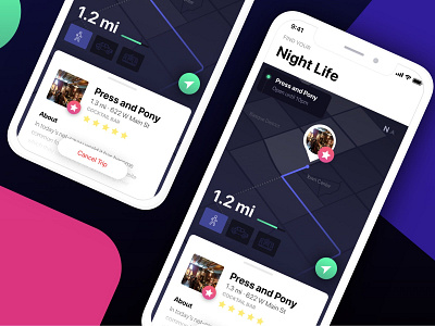 Nightlife Locator - iOS Map apple daily daily ui dailyui dark design interface iphone x map mobile night life ux visual visual design web design