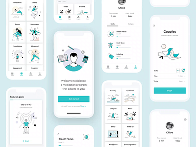 Balance: Personalized Meditation animation app branding clean design illustration ios meditation meditation app mindfulness minimal motion motion design personalized product design ui ui ux uidesign uiux ux