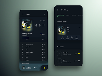 Music Player App app art blue clean concept design flat gradient icon illustration interface minimal mockup music player simple sketch ui ux