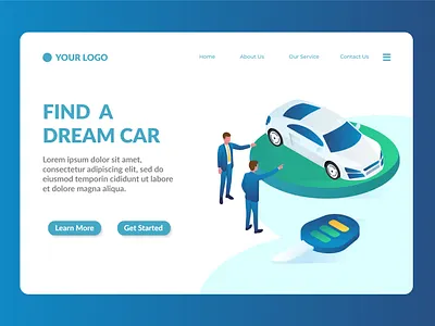 car seller isometric website landing page template 3d amazing business car car dealer cartoon design illustration isometric landing page template vector website work