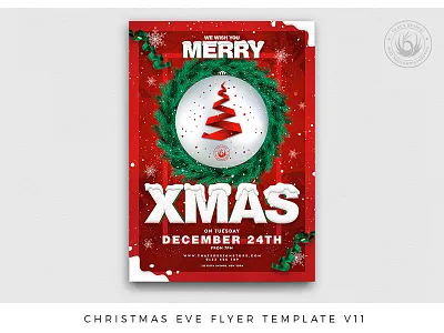 Christmas Eve Flyer Template V11 christmas club design eve flyer holidays market mountain party photoshop poster print psd race snow snowy template toys winter xmas