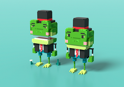 Rin Rin 3d characterdesign cute frog kawaii magicavoxel voxel voxel art voxelart