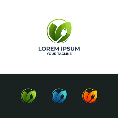 electric leaf logotype vector template abstract animal art background concept design emblem icon illustration logo