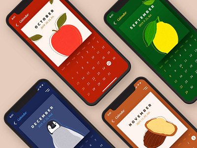 Illustration Calender Concept calendar color daily challange dailyui drawing fruit illustration mobile app ui ux