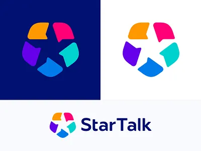 StarTalk logo 2d chat design geometry icon illustration line logo mark minimalism star talk