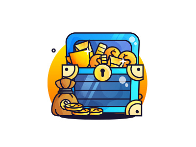 Gold Treasure Chest animate chest chester coin design first shoot flat design gold golden gradient icon icon set illustration pirate ship treasure treasures ui