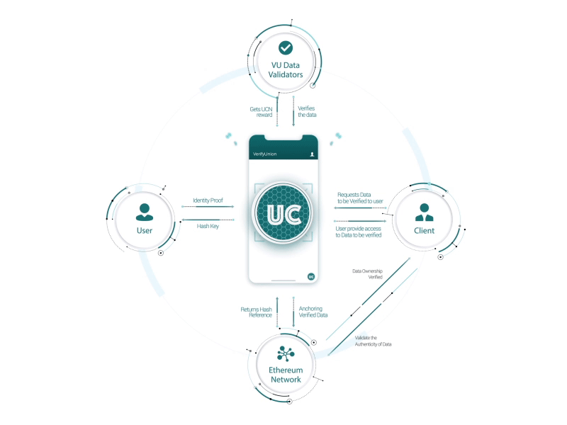 Verify Union - Animated Flow Chart animated blockchain chart etherium flow loop union unioncoin verify