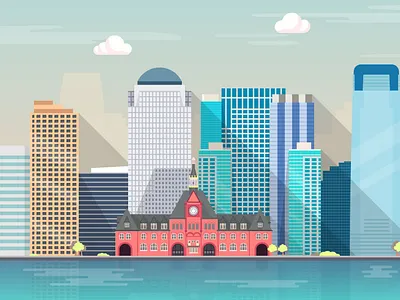 Jersey_City city skyline creative design illustration inspirational landing page vector website