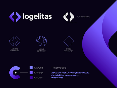 Logelitas - logistic company logo / icon / explanation arrows branding cargo container continents design elite explanation for sale gedas meskunas glogo gradient icon illustration logistics logo logo creation transportation vector world