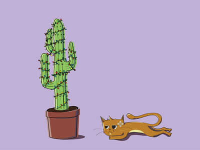 Christmas cactus sad cat cactus chrismas lights