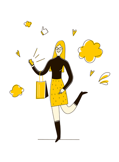 Crypto Shopping beauty branding character characterdesign crypto cryptocurrency design future girl happy illustrator online shopping solution summer vector yellow