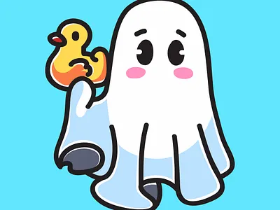 Ghost and Rubber Duck Doodle Cartoon Illustration art artwork branding colorful cute design doodle ghost graphic design illustration logo nft nft art rubber duck ui