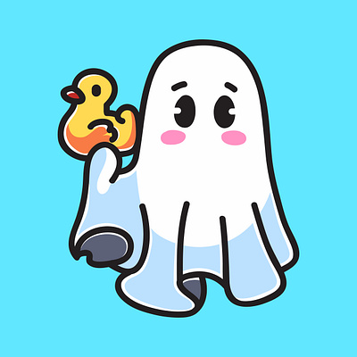 Ghost and Rubber Duck Doodle Cartoon Illustration art artwork branding colorful cute design doodle ghost graphic design illustration logo nft nft art rubber duck ui