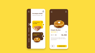 The Belgian Waffles App Concept adobe xd adobexd app ecommerce food and drink food app foodapp mobile app mobile ui sidebar menu waffle waffles