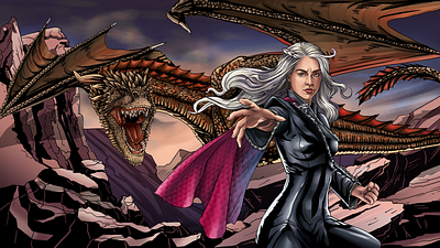 Game of Thrones 2d art comic comic art daenerys daenerys targaryen digital art digital drawing dragon drogon game of thrones got illustraion inking painting