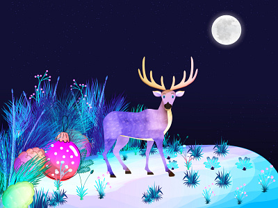 Christmas Illustration adventure background character design christmas chritmas night chritmas night concept creative dear design illustration vector