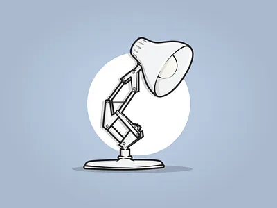 Luxo, Jr. blue bold outline design designer disney flat illustration illustrator lamp lovely minimal pixar sticker ui vector white