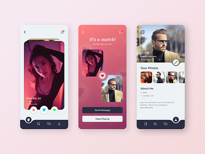 Dating App Concept animation app app design branding concept dark design flat icon illustration logo mobile mobile app mobile design mobile ui typography ui ux web webdesign