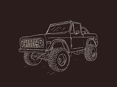 Ford Bronco black bronco car drawing ford illustration line pencil procreate racing retro vintage white