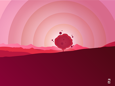 Lonely Bubble Tree design landscape vector