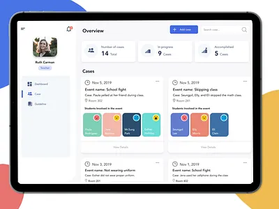 School counselor's student management screen branding design illustration minimal ui ux web
