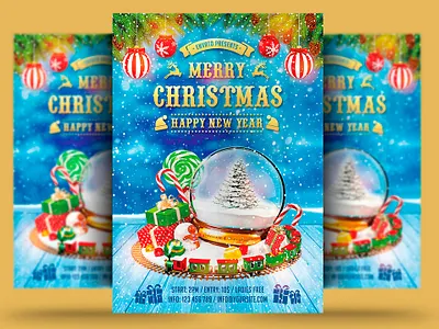 Christmas New Year Flyer celebration christmas christmas bash christmas festival christmas flyer christmas night christmas party club event festival flyer holiday invitation merry christmas new year new year flyer new year party new year poster party poster