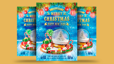 Christmas New Year Flyer celebration christmas christmas bash christmas festival christmas flyer christmas night christmas party club event festival flyer holiday invitation merry christmas new year new year flyer new year party new year poster party poster