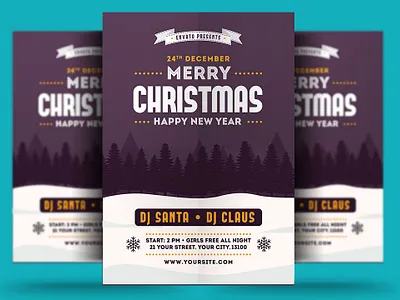 Merry Christmas New Year Flyer Template celebration christmas christmas bash christmas festival christmas flyer christmas night christmas party club event festival flyer holiday invitation merry christmas new year new year flyer new year party new year poster party poster