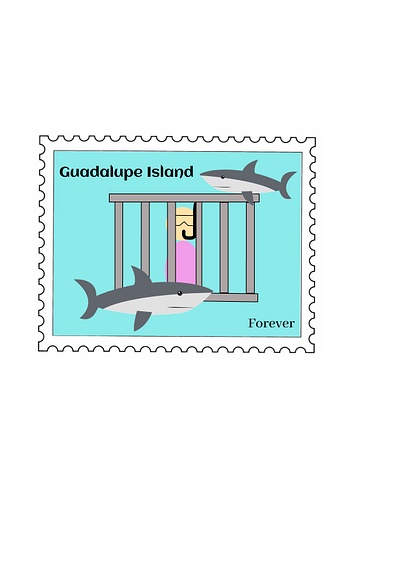 Guadalupe Island Stamp sharkdive dribbbleweeklywarmup