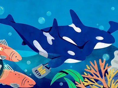 Target Mural Close Up cute experiential design illustration mural mural design octopus sea lion target texture whale whimsical