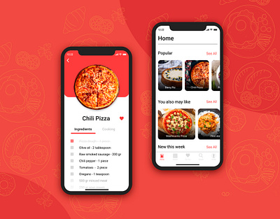 Recipe app ios minimal recipe red ui ux