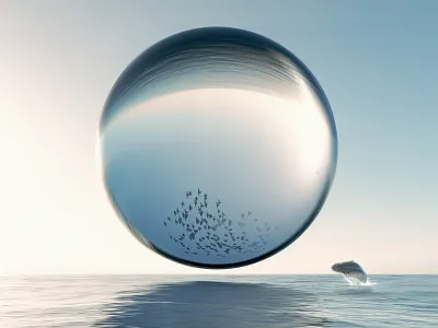 Bird & Whale 3d album cover art bird blue design illustration motion graphics photoediting photoshop render sea whale