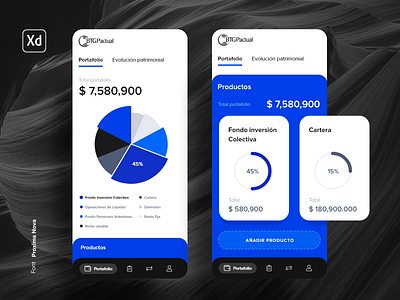 Financial app concept adobe xd bank app banking blue cards dark app dark mode dark theme dashboad design system financial financial app luxurious luxury menu design menubar numbers system design textures xd