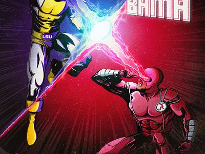 Game of the Century 2.0 - LSU vs. Bama alabama art branding comic design drawing football illustration lsu marvel sports xmen