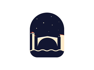 Old Bridge Mostar Illustration bosnia and herzegovina concept dark mode digital exploration explore form gestalt icon illustration ios layout logo minimal mostar old bridge print print design shape symbol