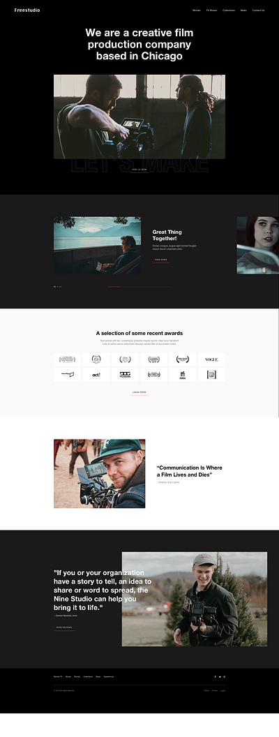 Film Studio Website Design branding clean design film film production film studio inspiration media media company ui ui design ux ux design video production web design web design agency web designer webdesign website website design