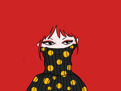 Red character girl red retro sweater
