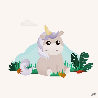 Autumn vibes - Little unicorn animal autumn leaves creature cute design fall gradient illustration unicorn