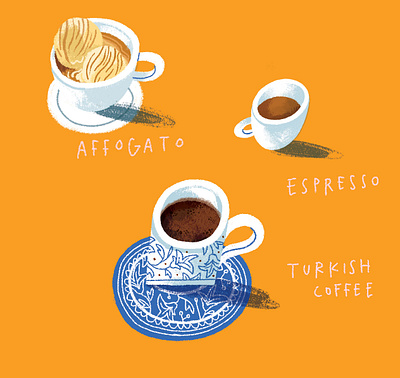 Coffee! affogato coffee coffee cup espresso food illustration illustration turkish coffee