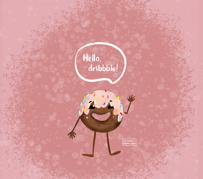 Hello Dribbble! debut digitalart doughnut hello dribble procreate