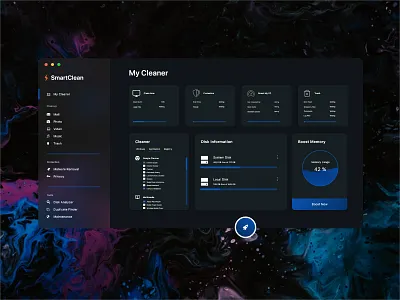 Smart Clean adobe xd cleaner concept dark ui design designer desktop ios linux mac os ui windows