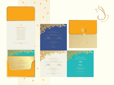 Screen printed wedding invitation colour palette graphicdesign illustration layout design pattern design screen printing typogaphy wedding invitation wedding invite design