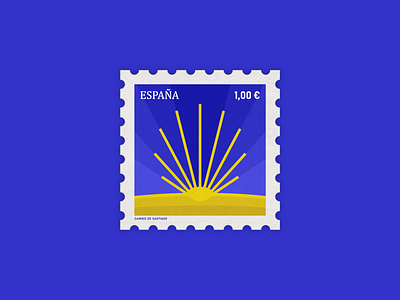 Stamp Concept: Spain, the Camino de Santiago camino countryside design flat icon illustration philately postage stamp spain travel vector