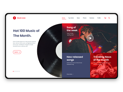 Music Website adobe xd clean color design home page minimal ui ux web website