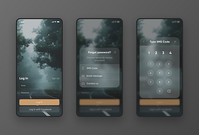 Password recovery with SMS Code UI app code log in numbers password recovery sign up sms ui