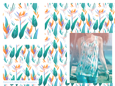 Pattern «Wild Bird of paradise» bird of paradise d v r design pattern exotic flowers floral floral pattern flowers mock up mock up t shirt pattern patterns tropical tropical flowers tropical pattern vector art