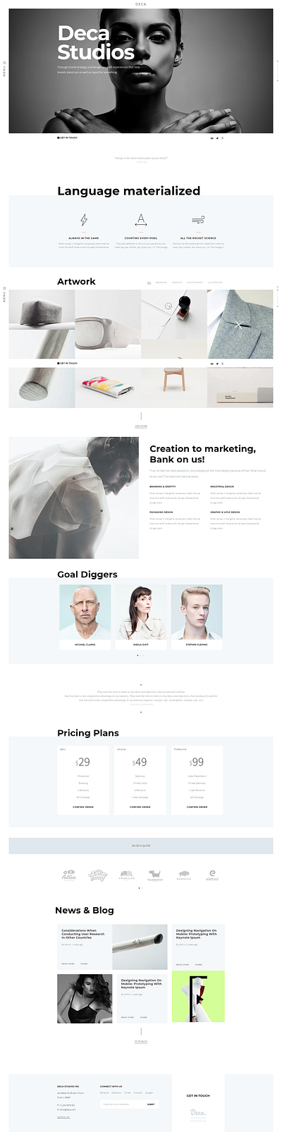 Deca Studios branding concept design design studio homepage landing page design ui ux web website