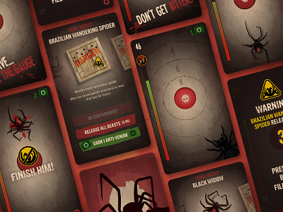 Arachnophobia App app branding design game art game design game ui illustration spider ui ux