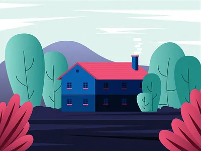 Landscape art colors drawing flatdesign green illustrator landscape vector vector art vector illustration