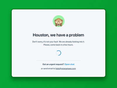500 HTML error. RetargetApp error error 500 html 5 html error interface loader problem product design server down ui ux